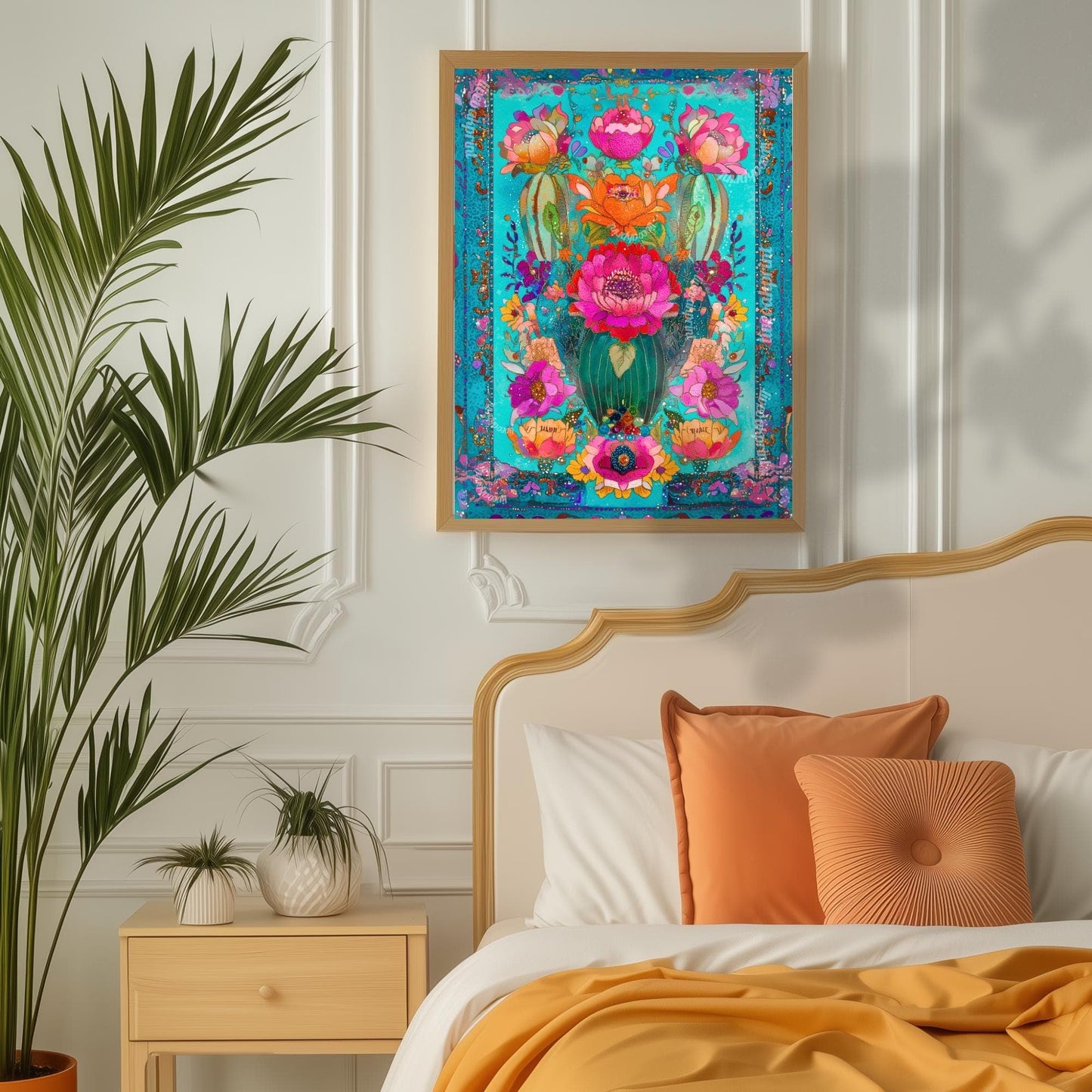 Turquoise Cactus Wall Art