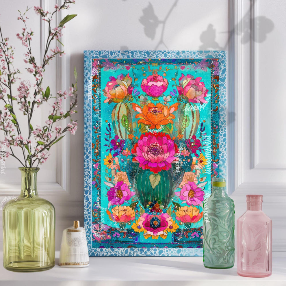 Turquoise Cactus Wall Art