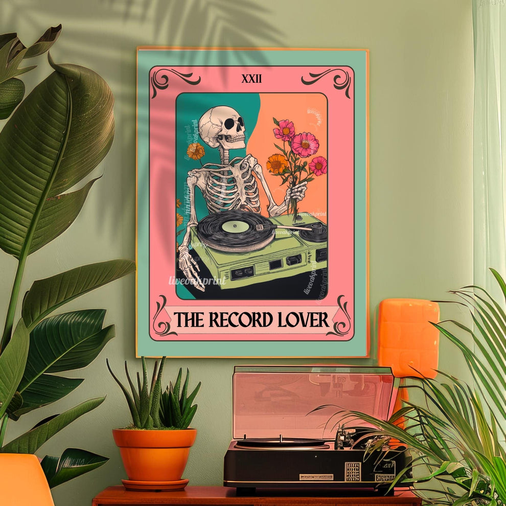 Records Wall Art – Vinyl Wall Print Music Nook Decor Boho Wall Art Midcentury Decor for Living Room Music Lover Gift Record Vinyl Gift Idea