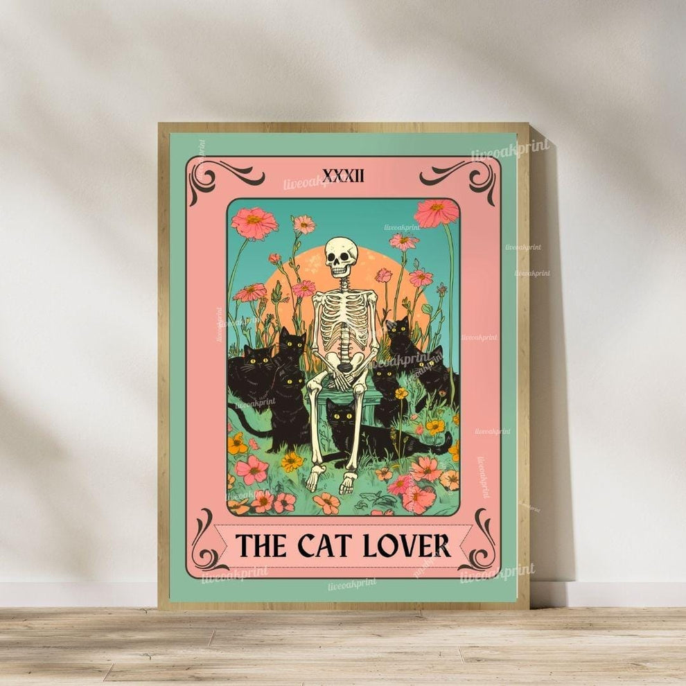 Black Cat Wall Art Set of 2 – Cat Lover Gift – Witchy Cat Decor – Botanical Cat Art – Cozy Bedroom Cat Print Set – Mystical Cat Wall Decor