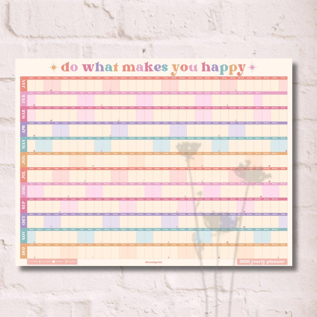 Bright Pastels 2026 Year Wall Planner