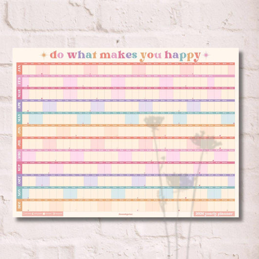 Bright Pastels 2026 Year Wall Planner