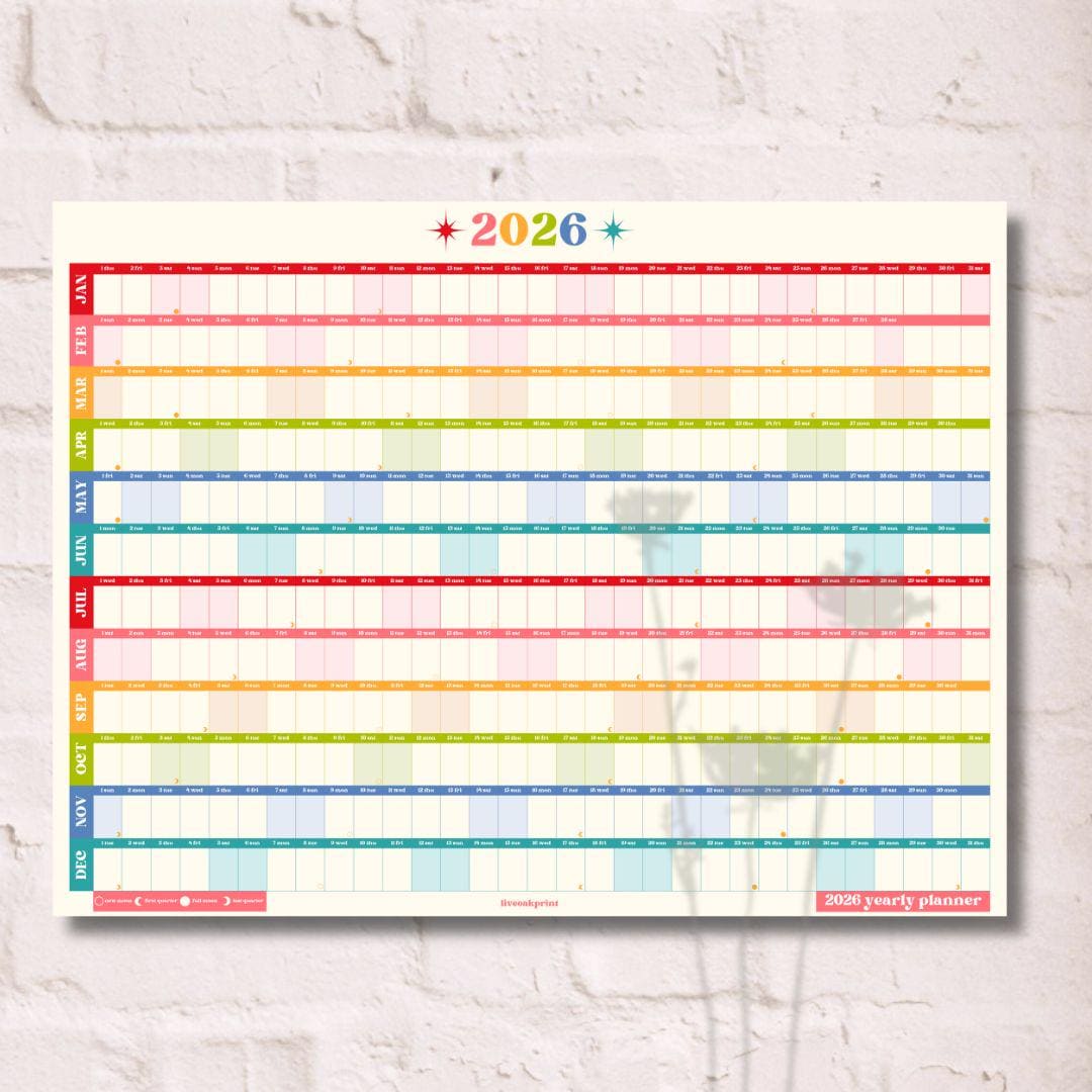 Retro Brights 2026 Wall Planner