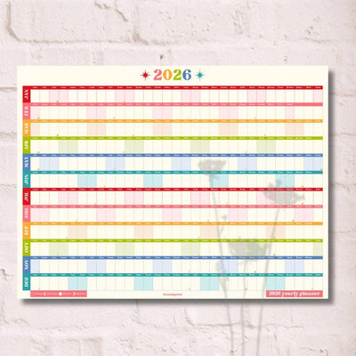 2026 Horizontal Wall Planner: Retro Brights