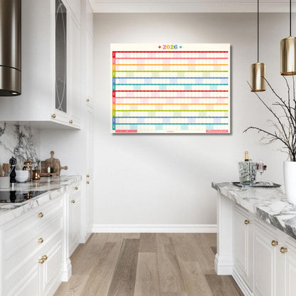 2026 Horizontal Wall Planner: Retro Brights