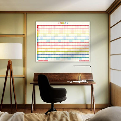 2026 Horizontal Wall Planner: Retro Brights