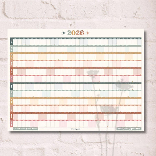 Boho Earth Tones 2026 Year Wall Planner