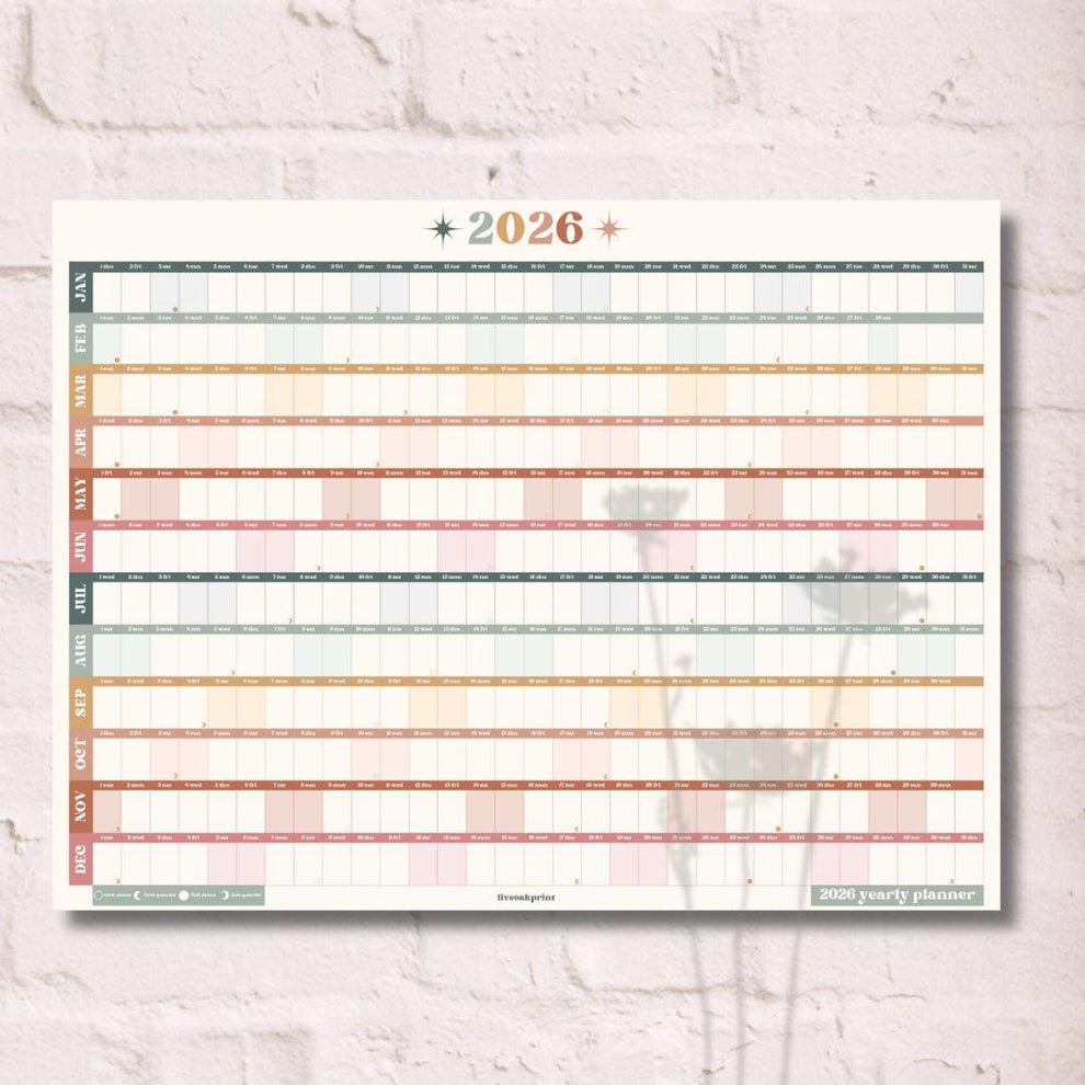 2026 Wall Planner Calendar – One Page Yearly Wall Calendar Poster, Large Year at a Glance Wall Planner