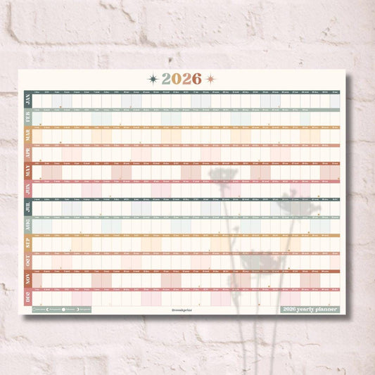 2026 Year Wall Planner: Boho Earth Tones