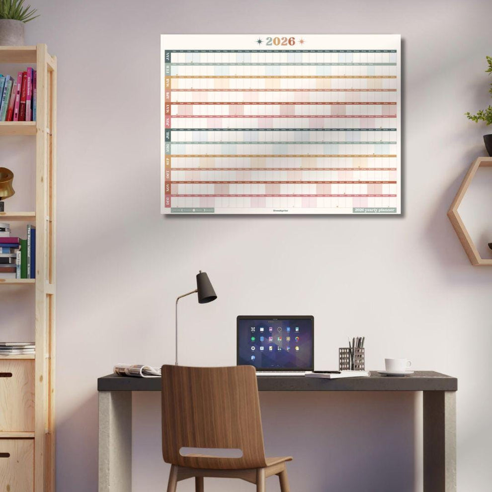 2026 Year Wall Planner: Boho Earth Tones