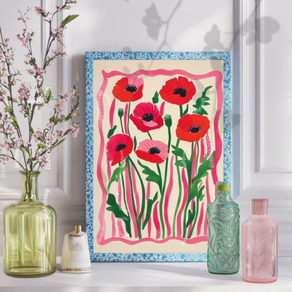 Colorful Red Poppies Print