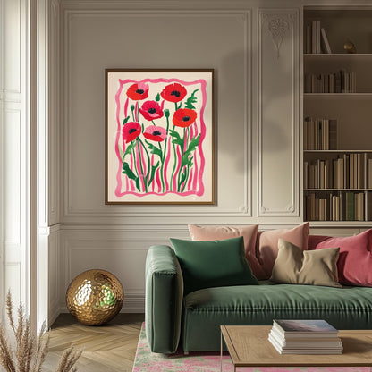 Colorful Red Poppies Print
