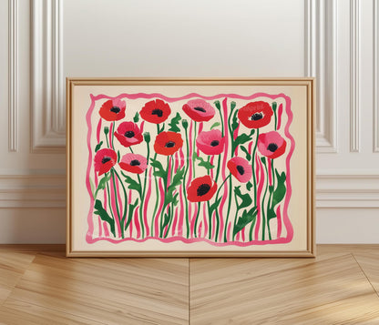 Horizontal Red Poppies Print