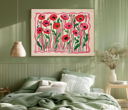 Horizontal Red Poppies Print