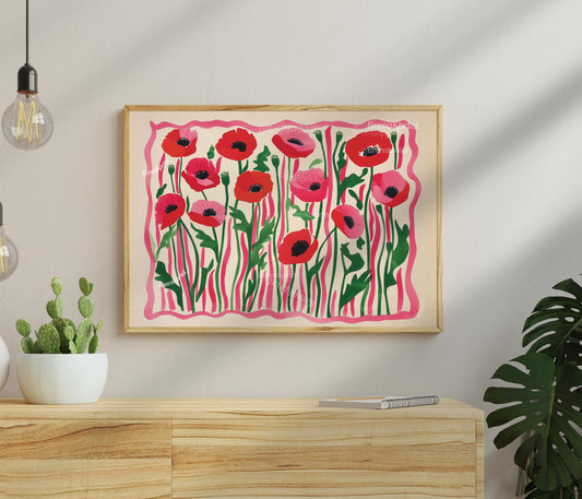 Horizontal Red Poppies Print