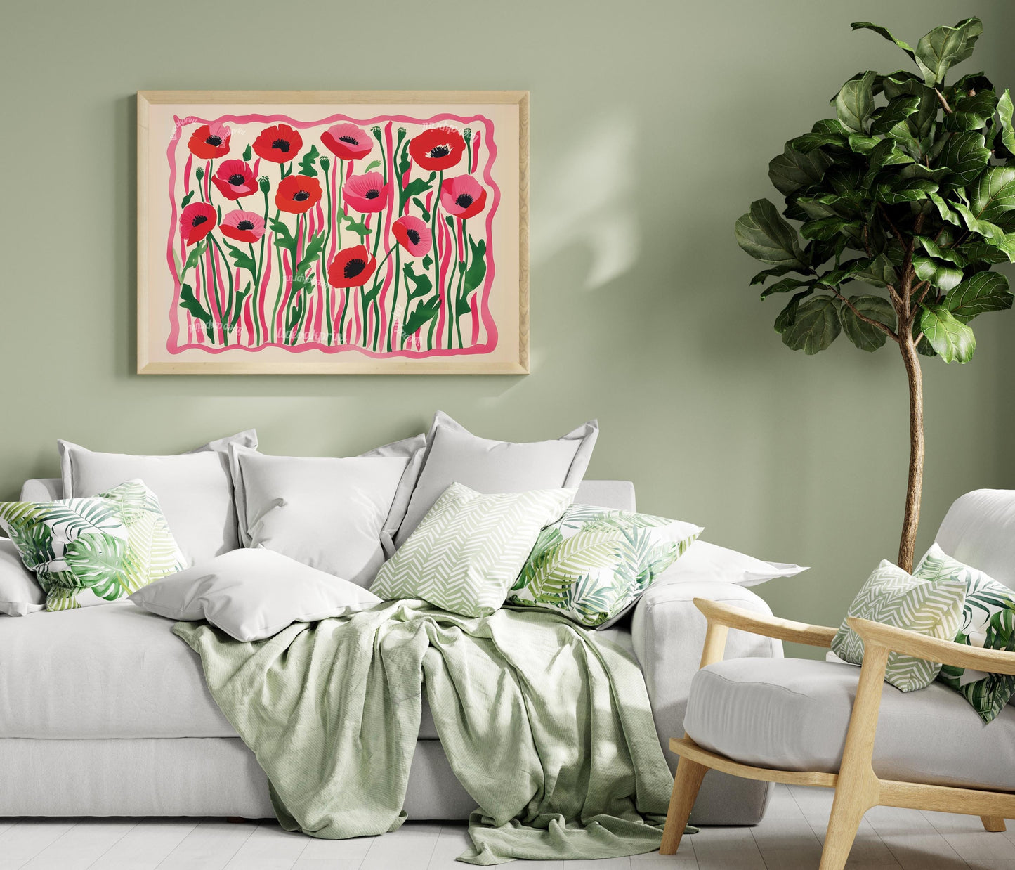 Horizontal Red Poppies Print