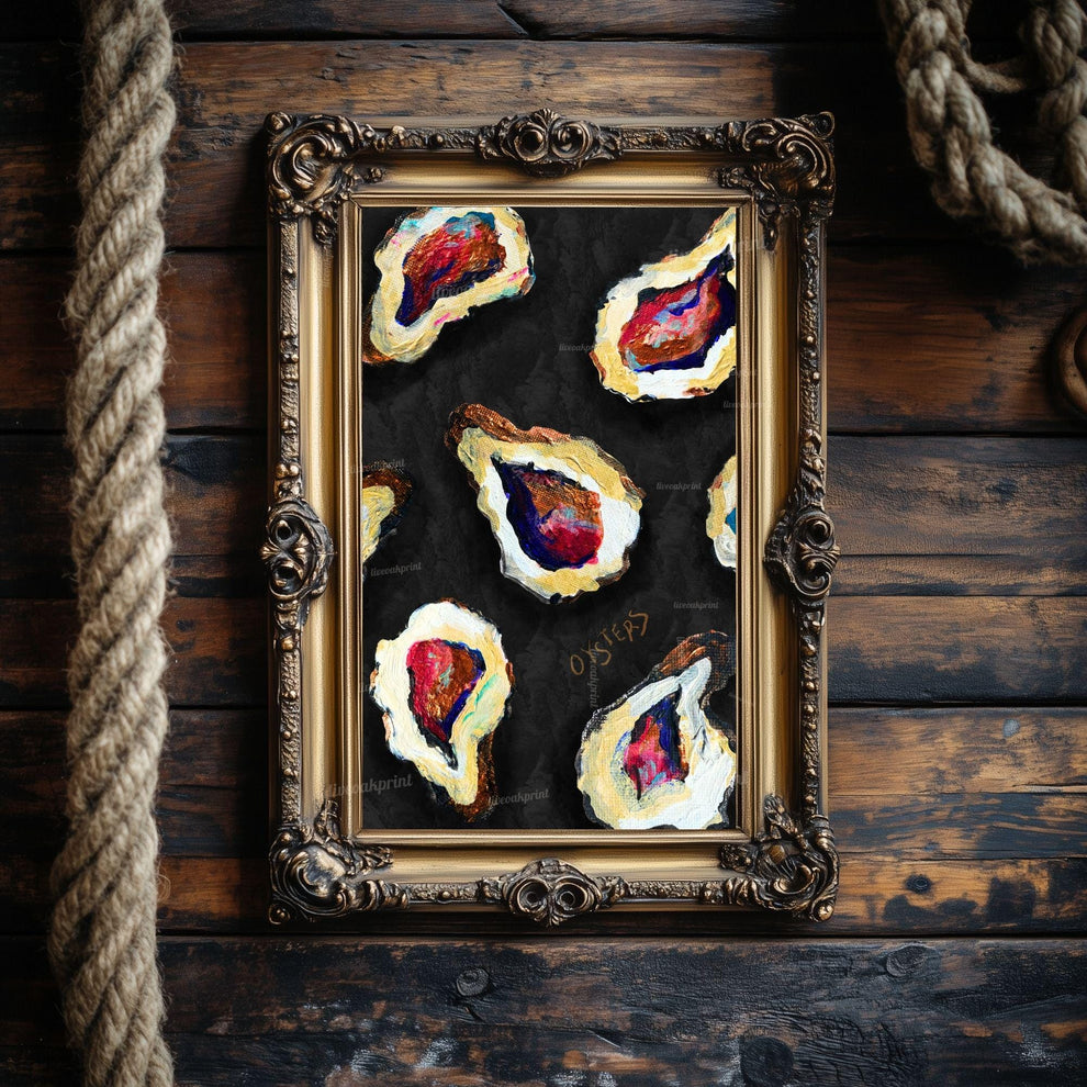 Oyster Art Print & Sardine Wall Art Set