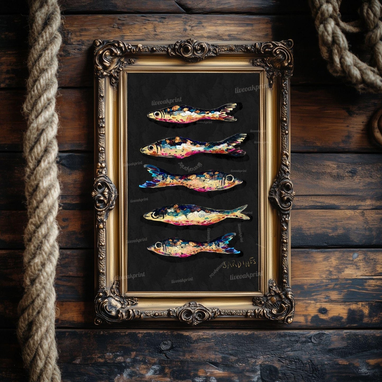 Oyster Art Print & Sardine Wall Art Set