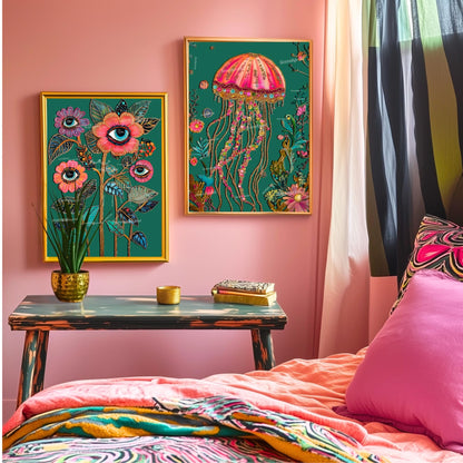 Surreal Flower Wall Art Eye Art Print for Boho Gallery Wall