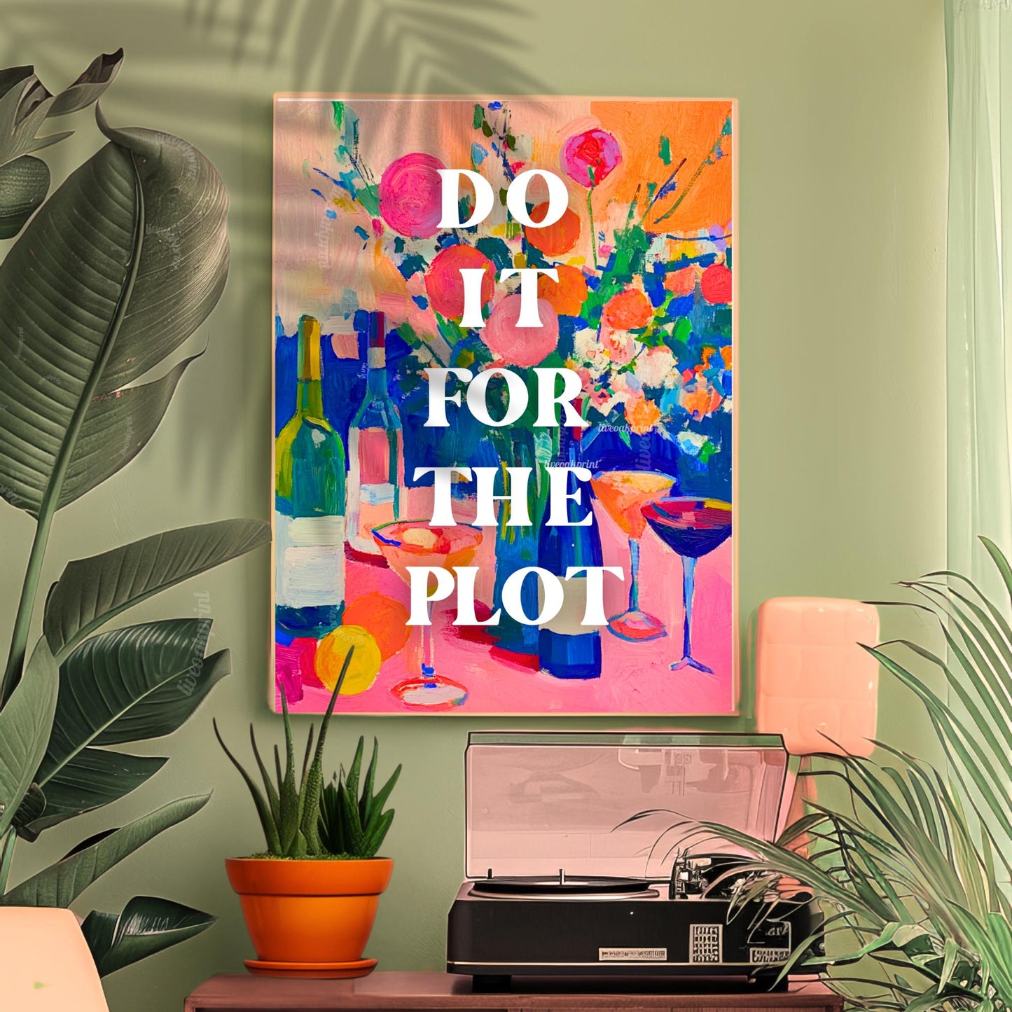 Do it for the Plot Art Print - Kitchen Wall Art Trendy Quote Print Funky Wall Decor Cocktail Wall Art Bar Cart Decor Art Dorm Room Print
