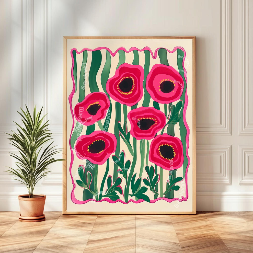 Funky Red Poppies Print