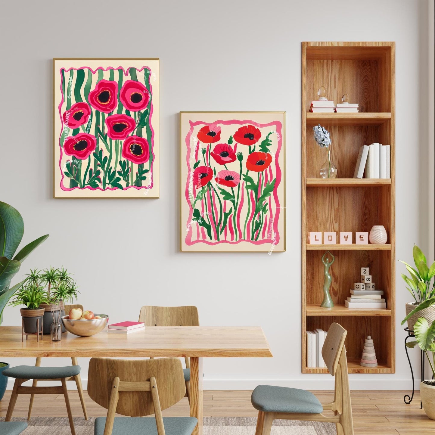 Funky Red Poppies Print