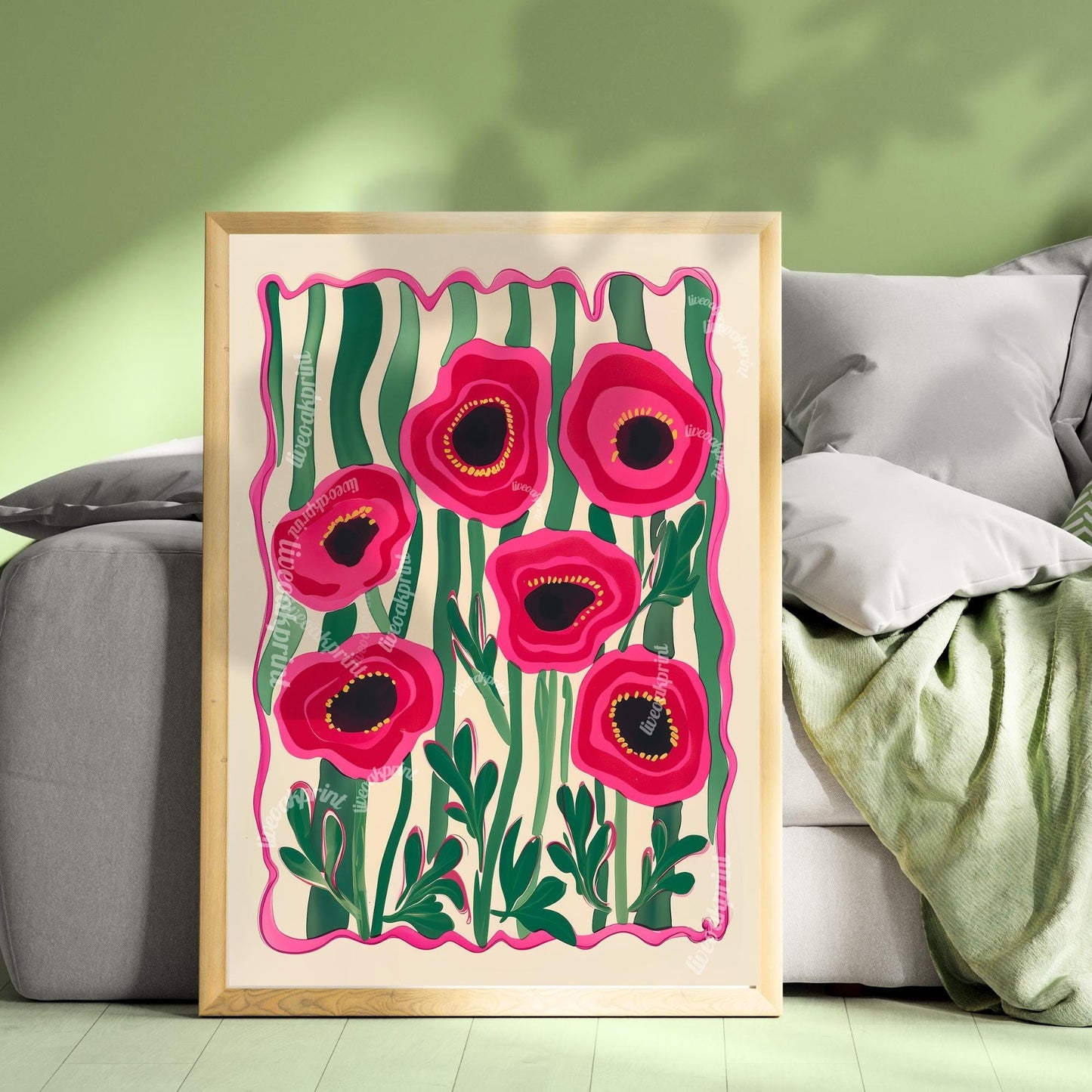 Funky Red Poppies Print