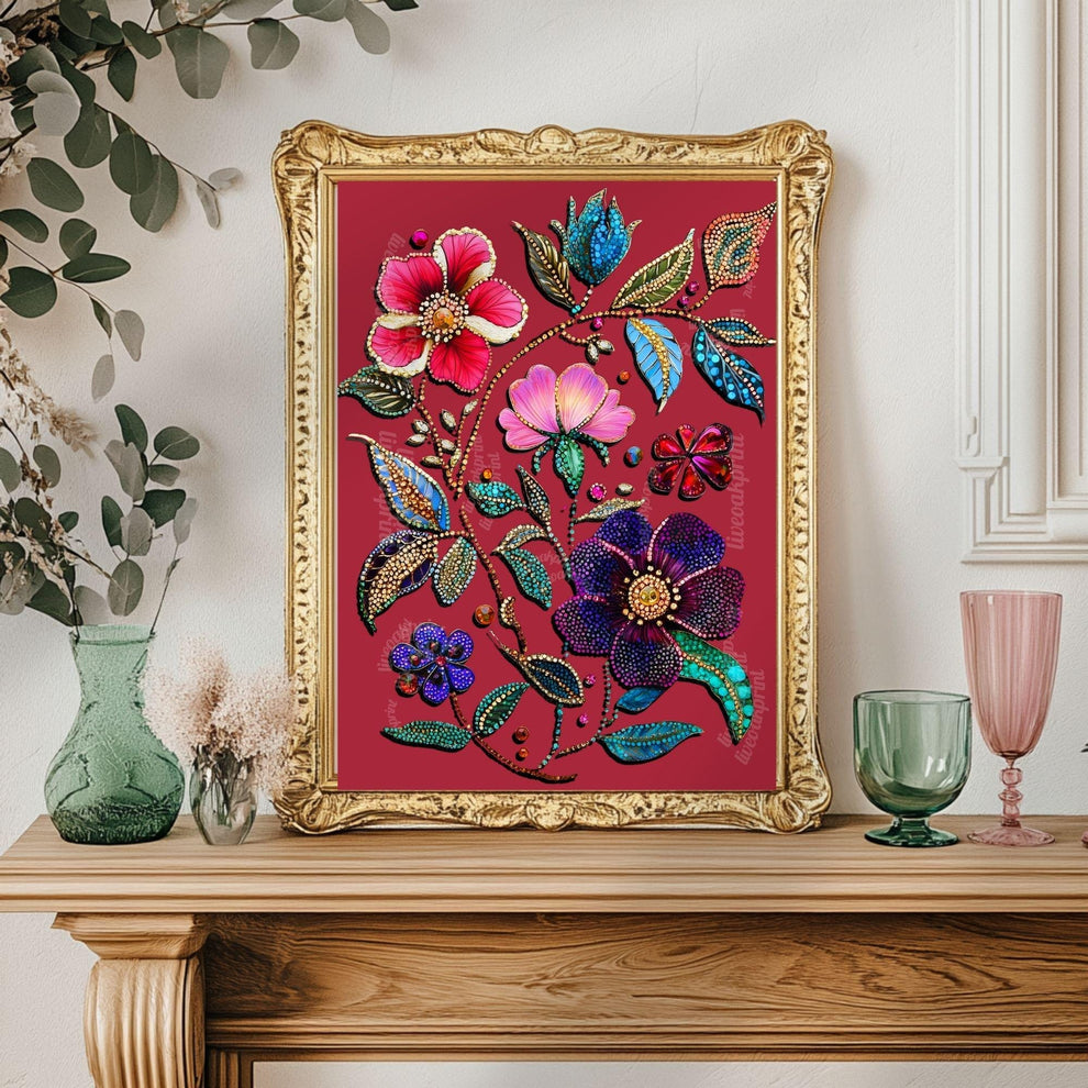 Red Floral Wall Art
