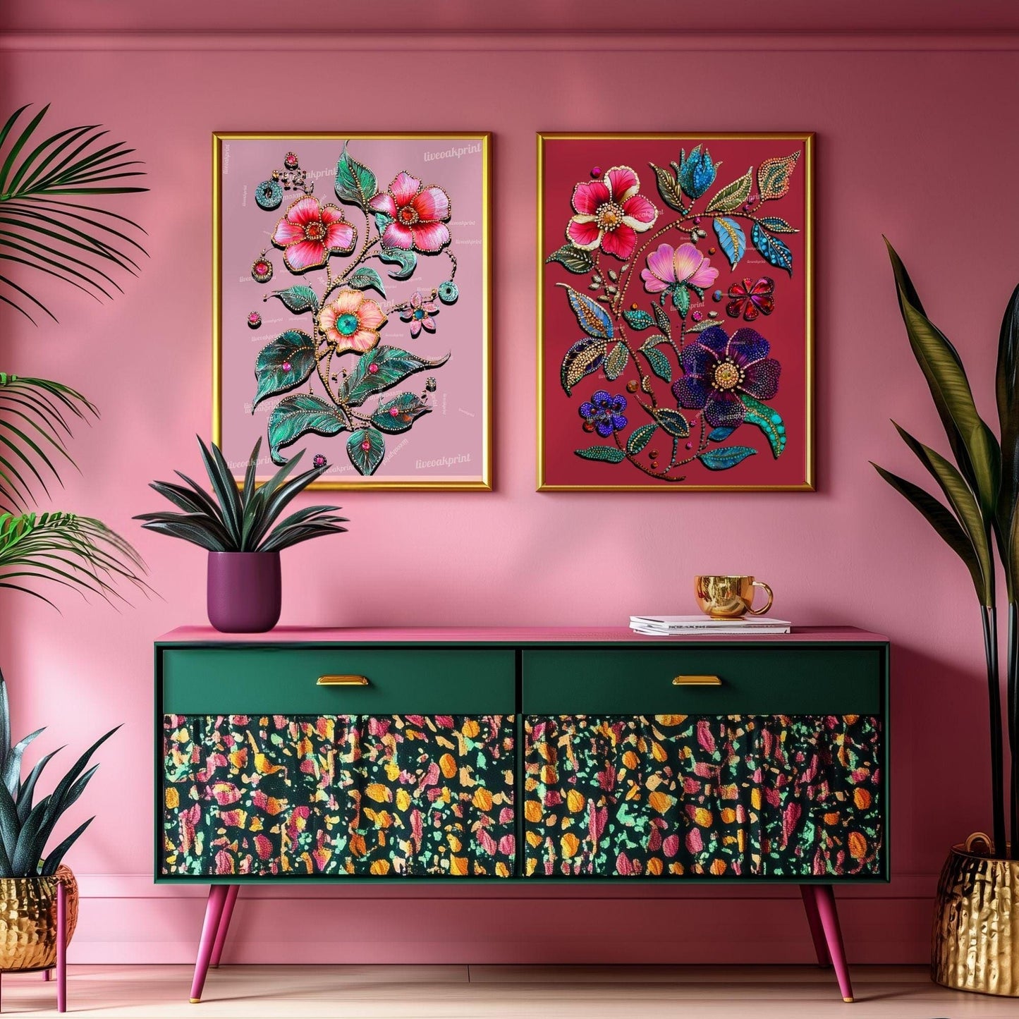 Red Floral Wall Art