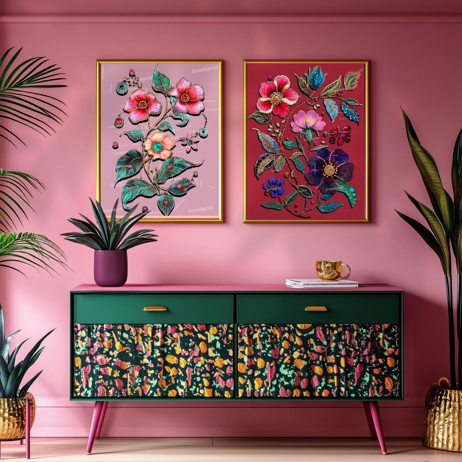 Red Floral Wall Art