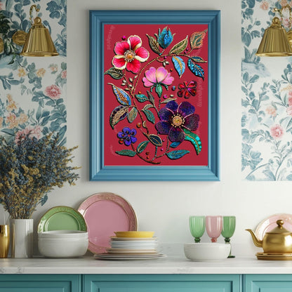 Red Floral Wall Art