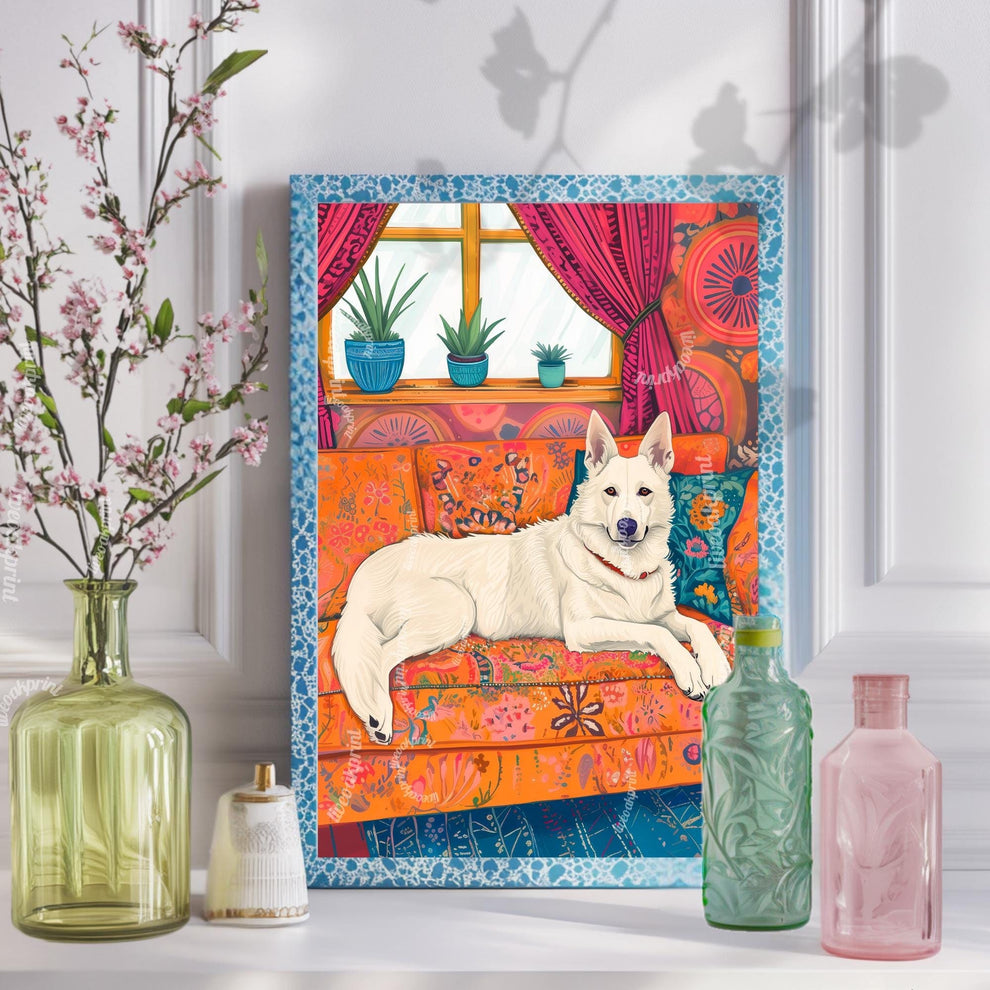 White Swiss German Shepherd Wall Art – White German Shepherd Wall Art – Dog Wall Decor – Dog Wall Art