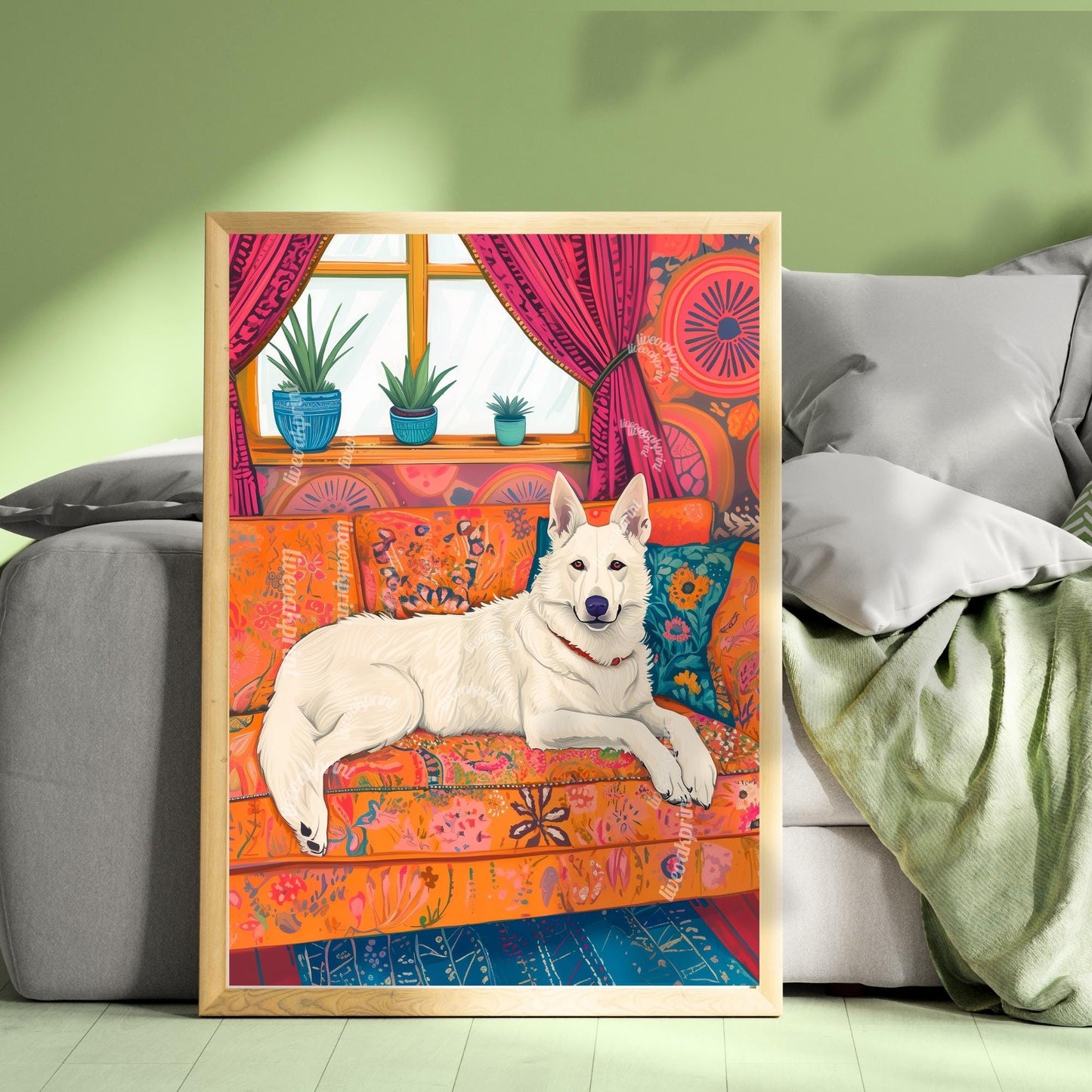 White Swiss German Shepherd Wall Art – White German Shepherd Wall Art – Dog Wall Decor – Dog Wall Art