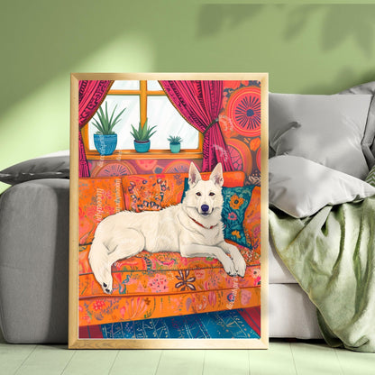 White Swiss German Shepherd Wall Art – White German Shepherd Wall Art – Dog Wall Decor – Dog Wall Art