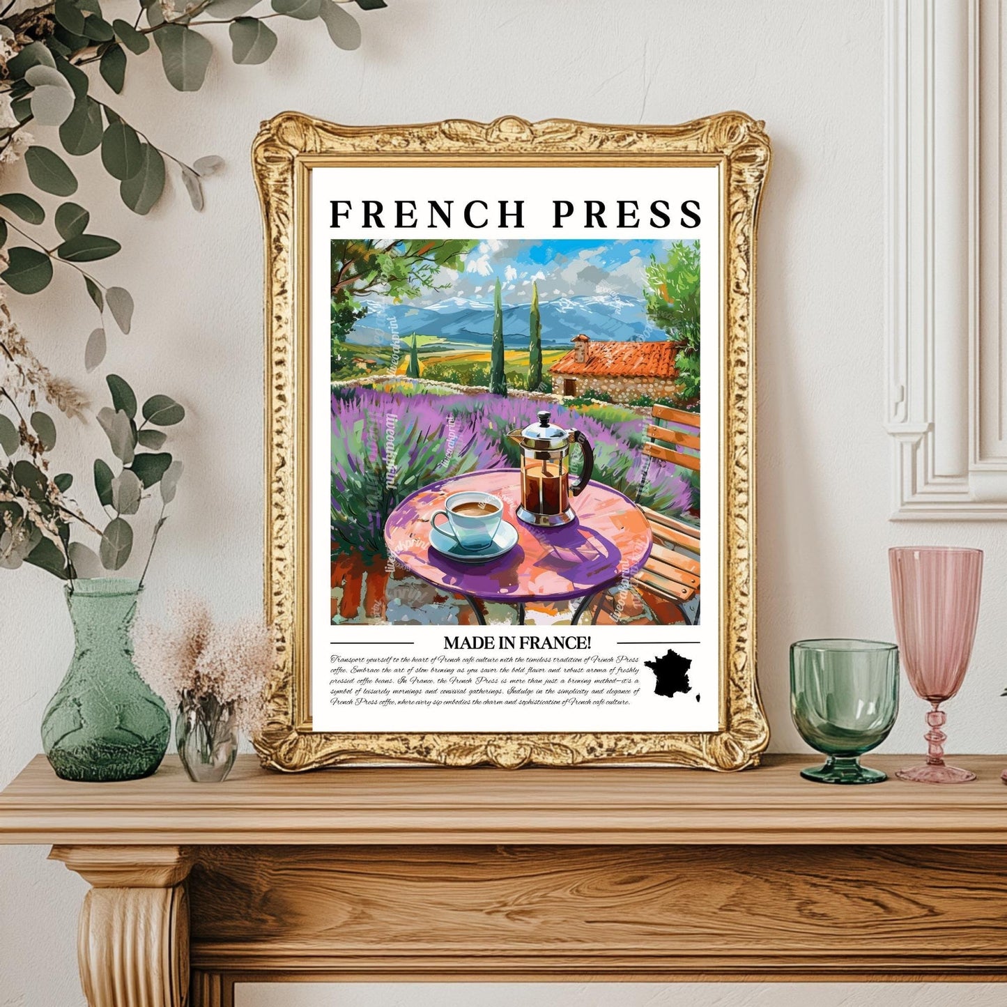 French Press Coffee Wall Art