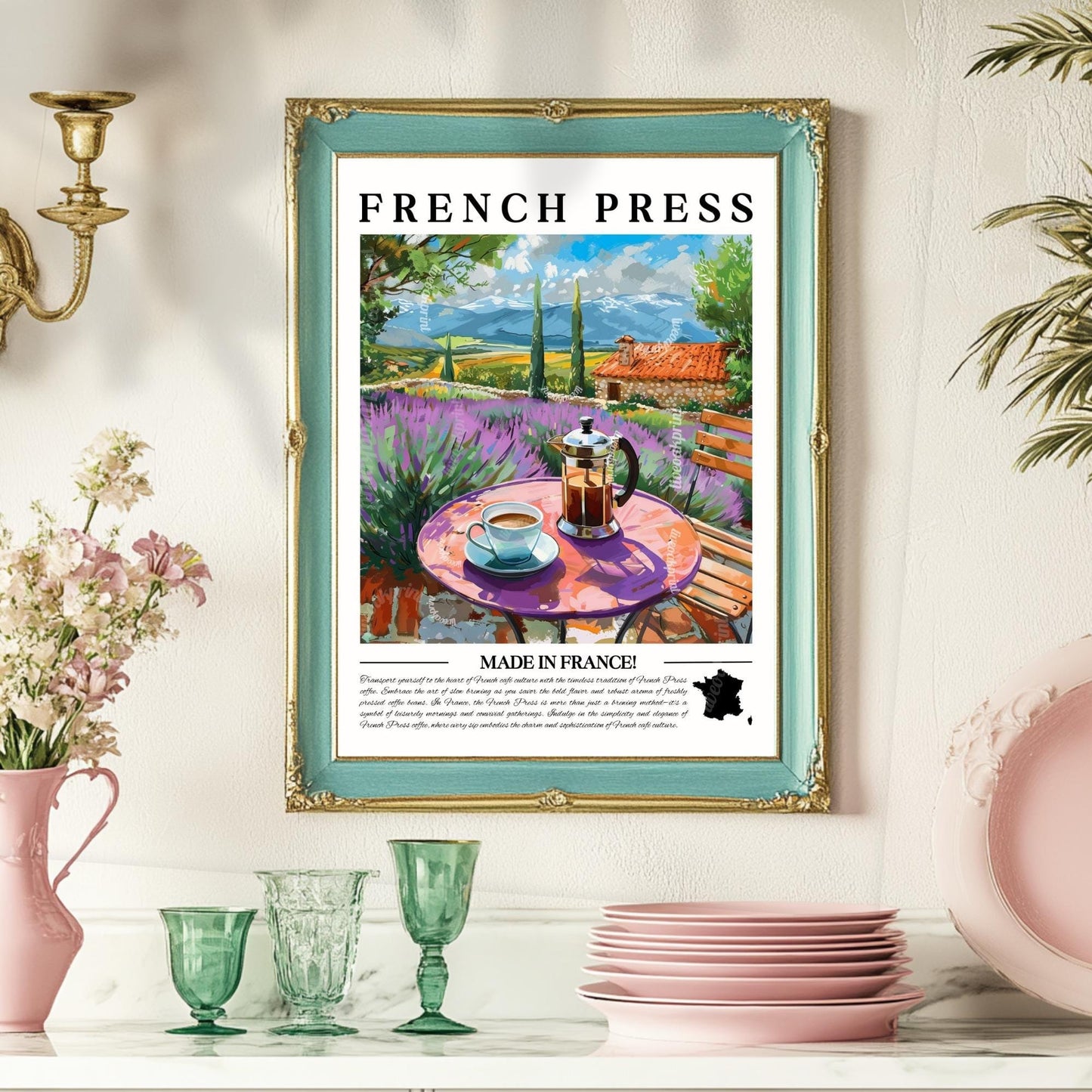 French Press Coffee Wall Art