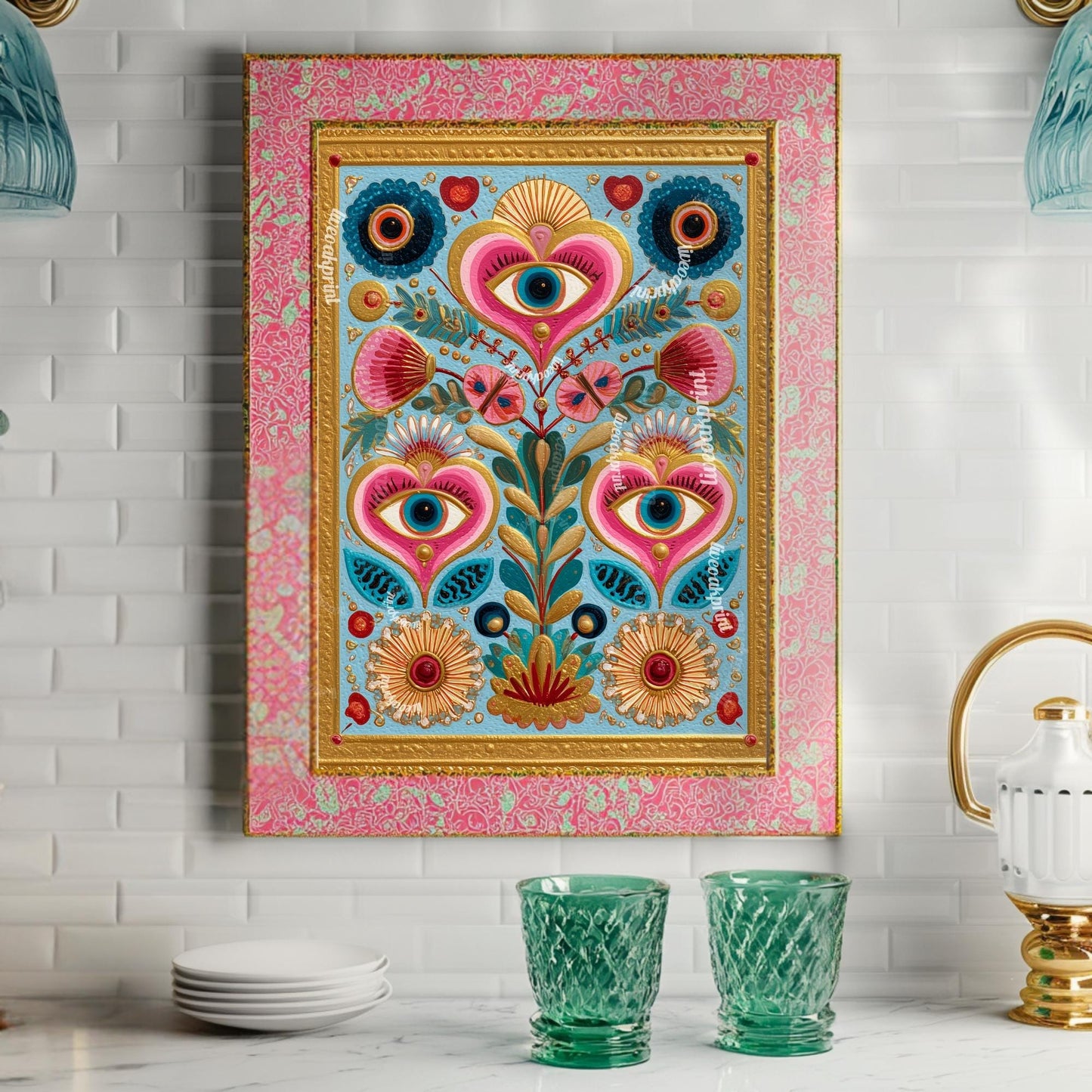 Colorful Eye and Heart Wall Art