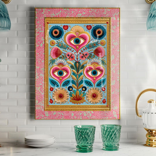 Colorful Eye and Heart Wall Art