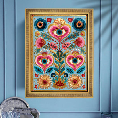 Colorful Eye and Heart Wall Art