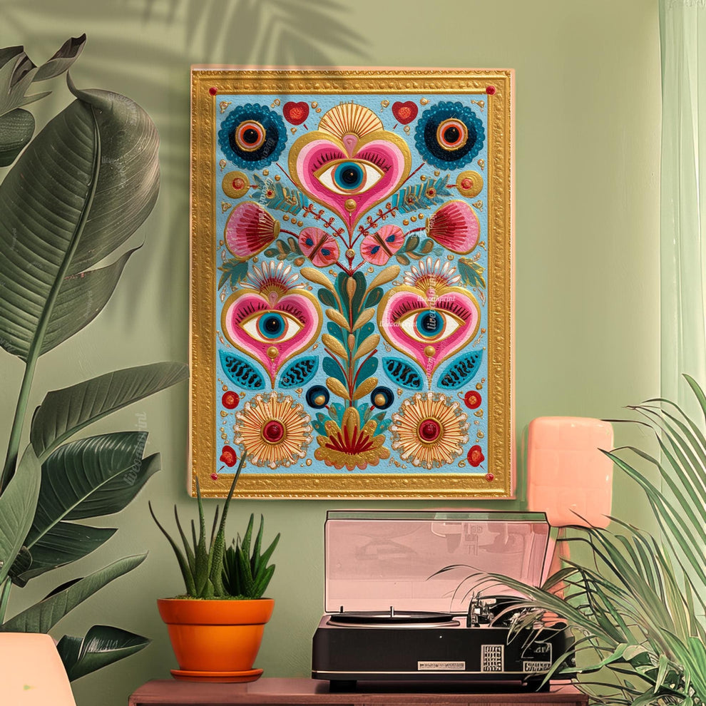 Colorful Eye and Heart Wall Art