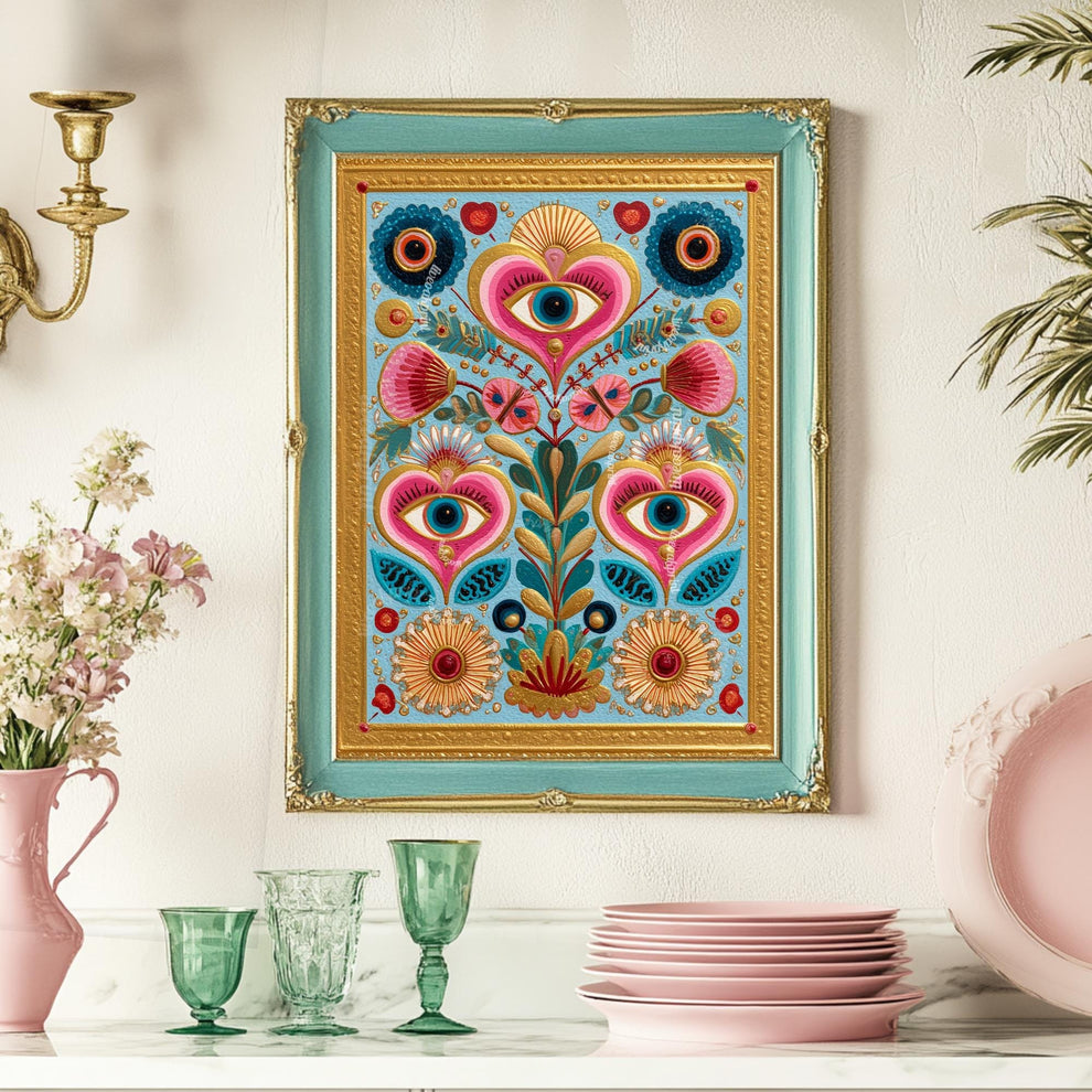 Colorful Eye and Heart Wall Art