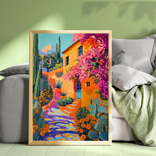 Vintage Mexican Poster – Traditional Latin Decor Mexican Prints Botanical Wall Art Tropical Art Print Mexican Wall Art Pink Boho Home Decor