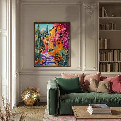 Vintage Mexican Poster – Traditional Latin Decor Mexican Prints Botanical Wall Art Tropical Art Print Mexican Wall Art Pink Boho Home Decor