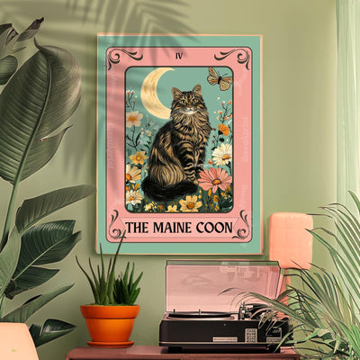 Maine Coon Cat Art Print – Funky Cat Wall Decor Fluffy Cat Poster Coon Cat Gift Boho Maine Coon Wall Art For Girls Room For Living Room