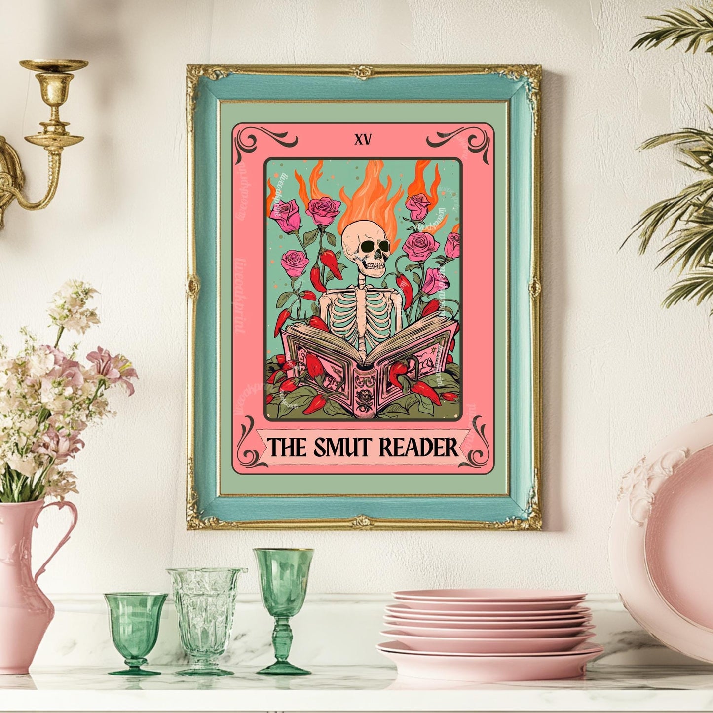 The Smut Reader Tarot Print – Romantasy Wall Art Booktok Decor The Reader Tarot Card, Spicy Book Lover Gift Smut Gift Idea
