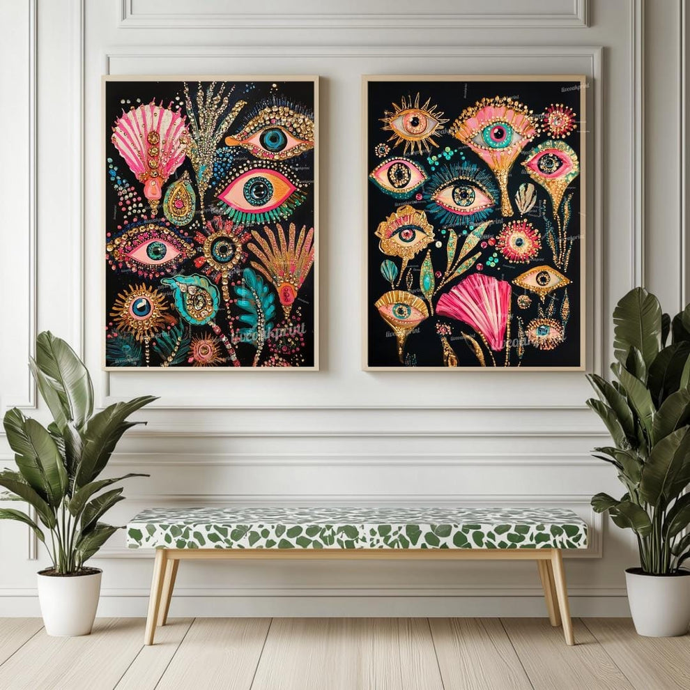 Set Of 2 Psychedelic Eye Art Prints