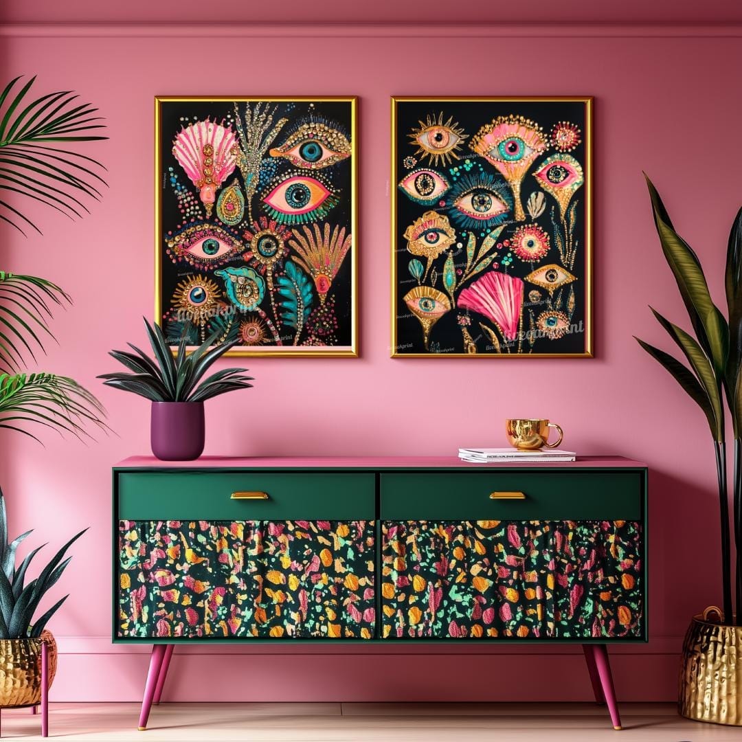 Set Of 2 Psychedelic Eye Art Prints