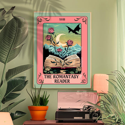 The Romantasy Reader Tarot Print – Romance Book Fan Art Wall Decor Booktok Romantasy Aesthetic Gift Fantasy Book Lover Art Print