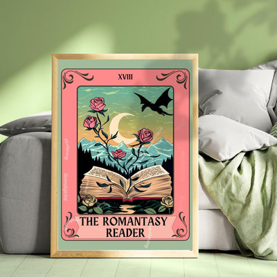 The Romantasy Reader Tarot Print – Romance Book Fan Art Wall Decor Booktok Romantasy Aesthetic Gift Fantasy Book Lover Art Print