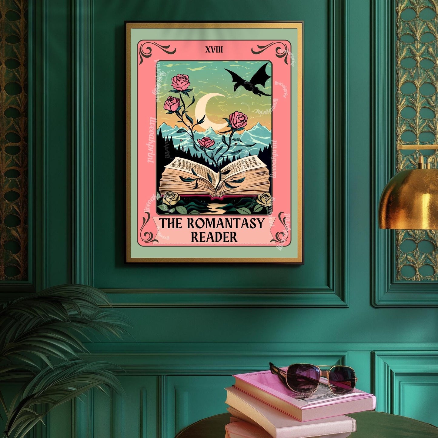 The Romantasy Reader Tarot Print – Romance Book Fan Art Wall Decor Booktok Romantasy Aesthetic Gift Fantasy Book Lover Art Print
